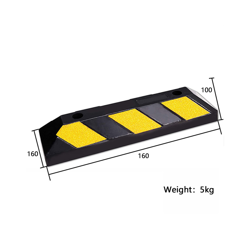 Heavy-Duty Rubber Parking Guide Wheel Stopper with Reflective Safety Strips