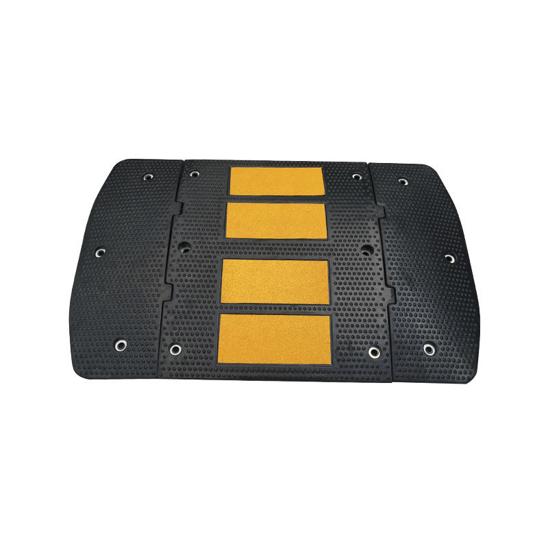 Heavy-Duty Modular Rubber Speed Bump, Reflective Yellow Safety Strips, Traffic Calming, Parking Lot Essentials