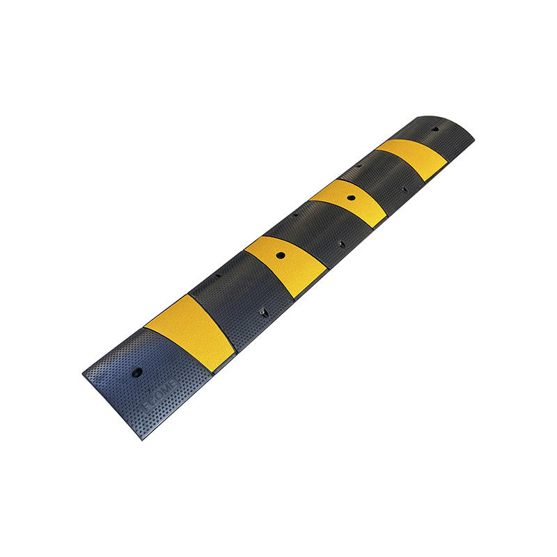 Durable Safety Rubber Speed Bump, High Visibility Yellow & Black, Traffic Calming, Parking Lot & Driveway Ramp