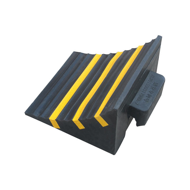 Heavy Duty Rubber Wheel Chock with Yellow Safety Stripes, Non-Slip Vehicle Support