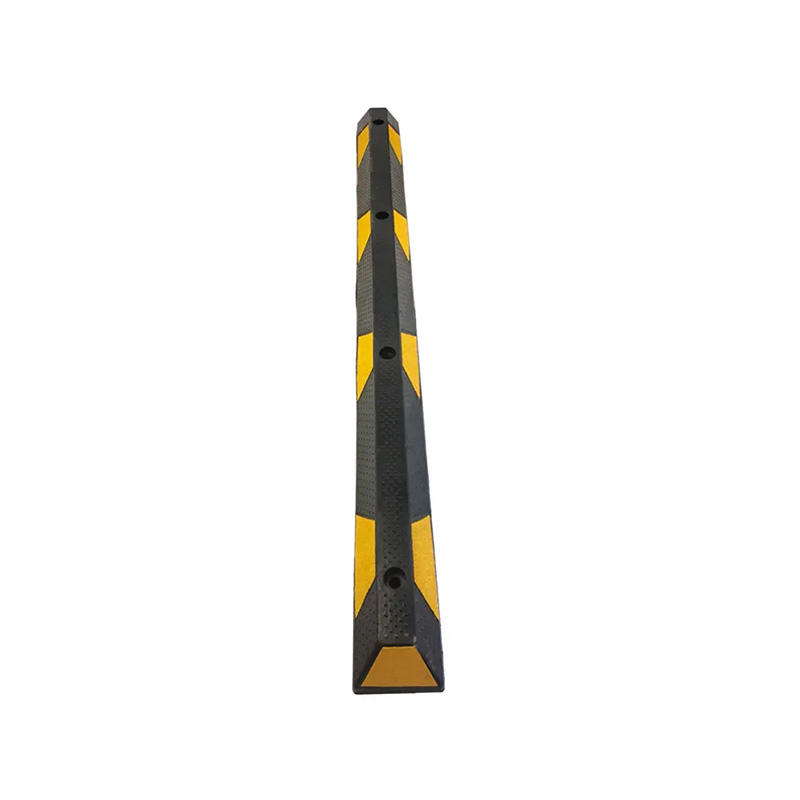 Heavy-Duty Rubber Parking Wheel Stopper, Reflective Yellow Safety Stripes, Secure Vehicle Positioning