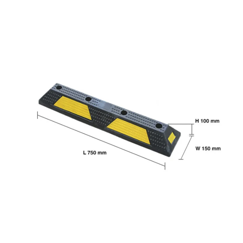 Heavy-Duty Rubber Wheel Stopper, Parking Block for Cars and Trucks, Reflective Safety Strip