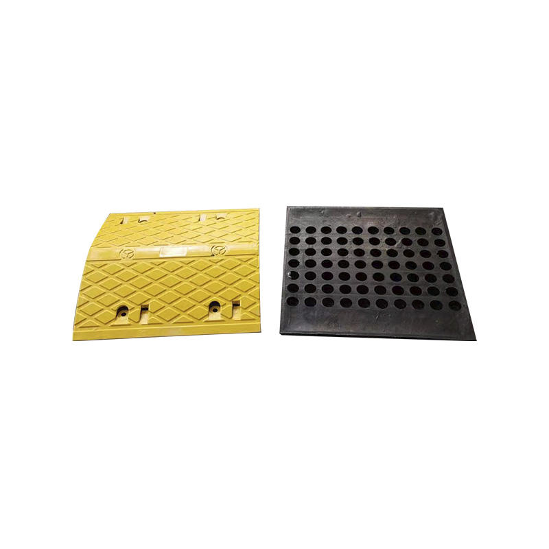 Heavy-Duty Rubber Speed Bump, Reflective Yellow Safety Strips, Secure Parking Lot Traffic Control