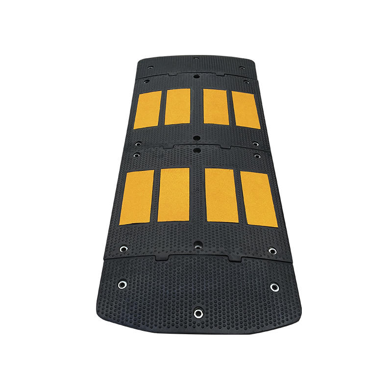 Heavy-Duty Modular Rubber Speed Bump, Reflective Yellow Safety Strips, Traffic Calming, Parking Lot Essentials