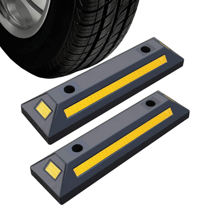 550mm Heavy-Duty Rubber Wheel Stopper, Parking Aid, Reflective Safety Stripes