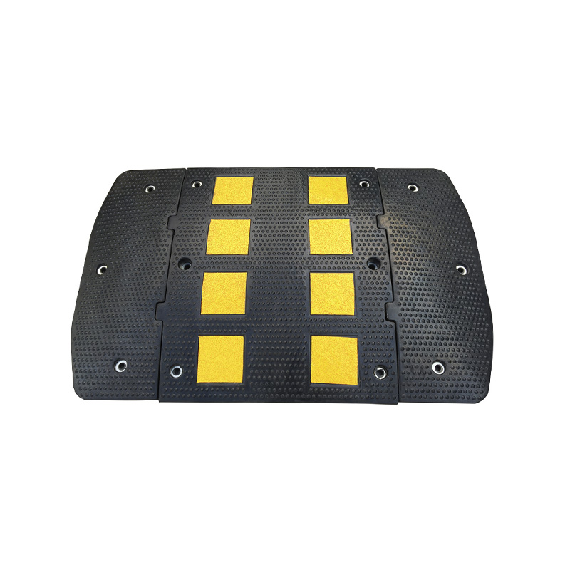 Heavy-Duty Modular Rubber Speed Bump, High Visibility Yellow and Black, Traffic Calming, Parking Lot Safety