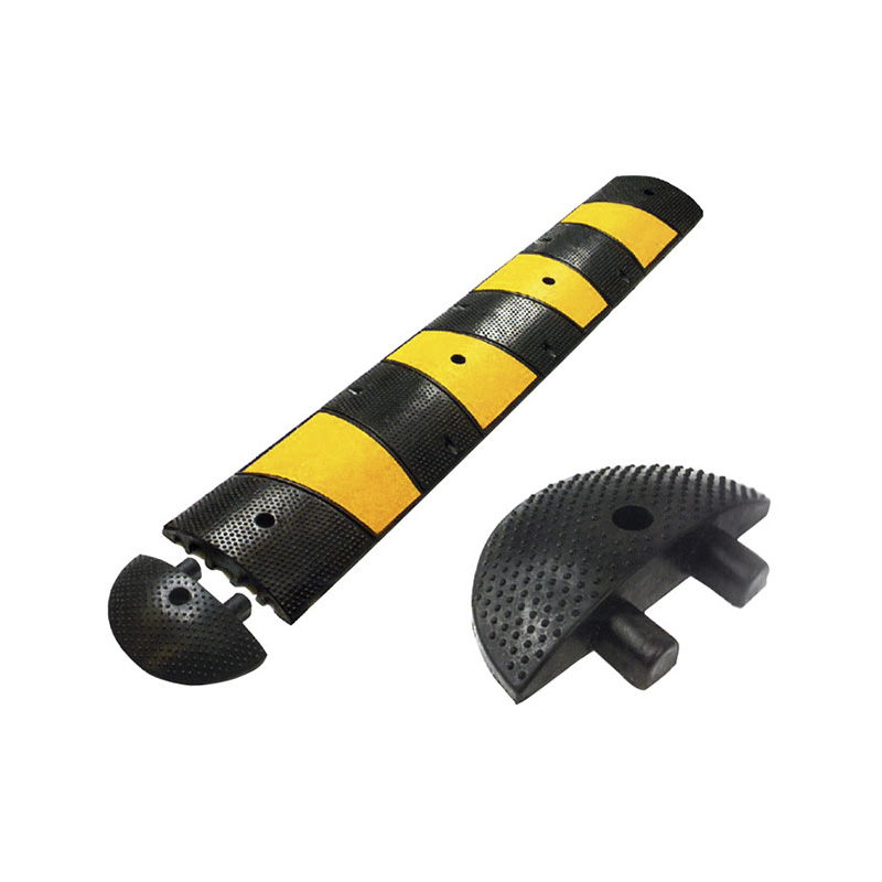 Durable Safety Rubber Speed Bump, High Visibility Yellow & Black, Traffic Calming, Parking Lot & Driveway Ramp