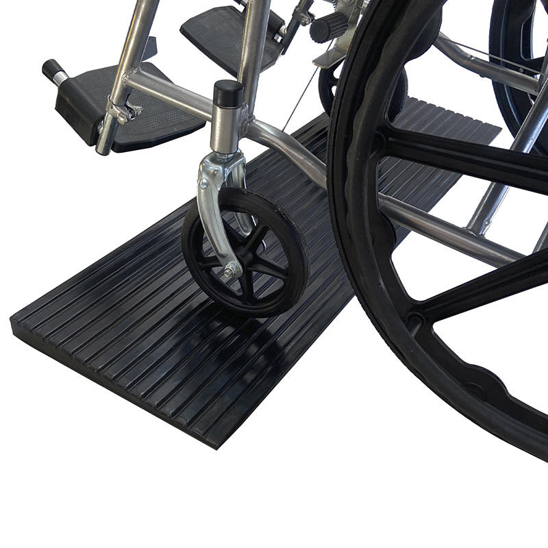Durable Non-Slip Lightweight Wheelchair Threshold Ramp, Portable Transition Aid, Indoor/Outdoor Step Mat, Black