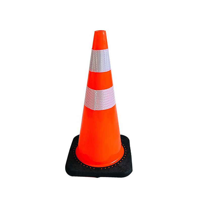 450mm Height 280*280mm Rubber Base 1*80mm Reflector Flexible Pvc Traffic Cone