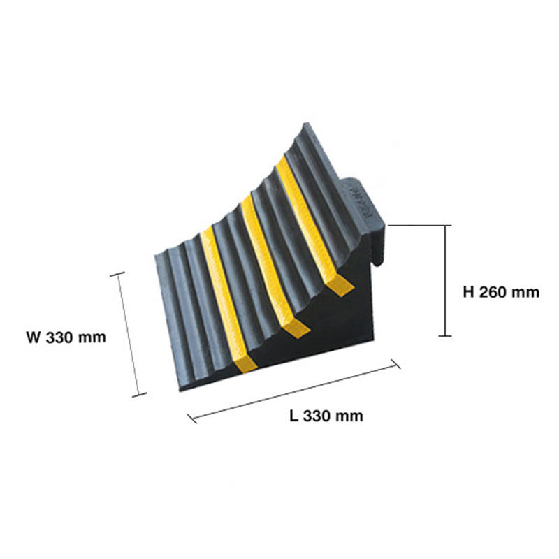 Heavy Duty Rubber Wheel Chock with Yellow Safety Stripes, Non-Slip Vehicle Support