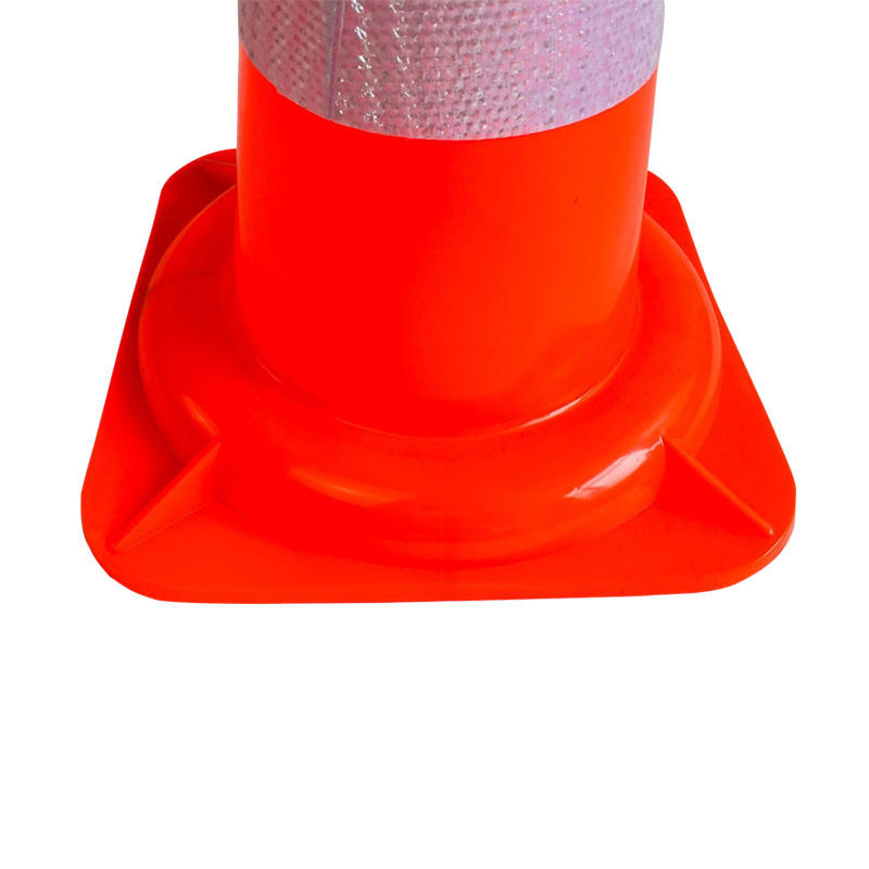 500mm High 295*295mm Base Flexible Pvc Traffic Cone White With 1*80mm Reflector