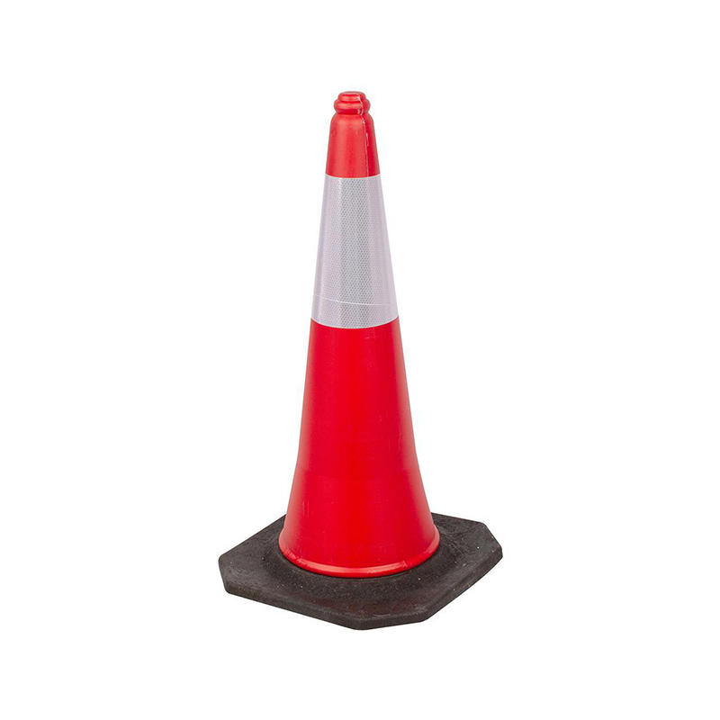 1000mm High 1*320mm Reflector PE Black Traffic Cone With Rubber Base