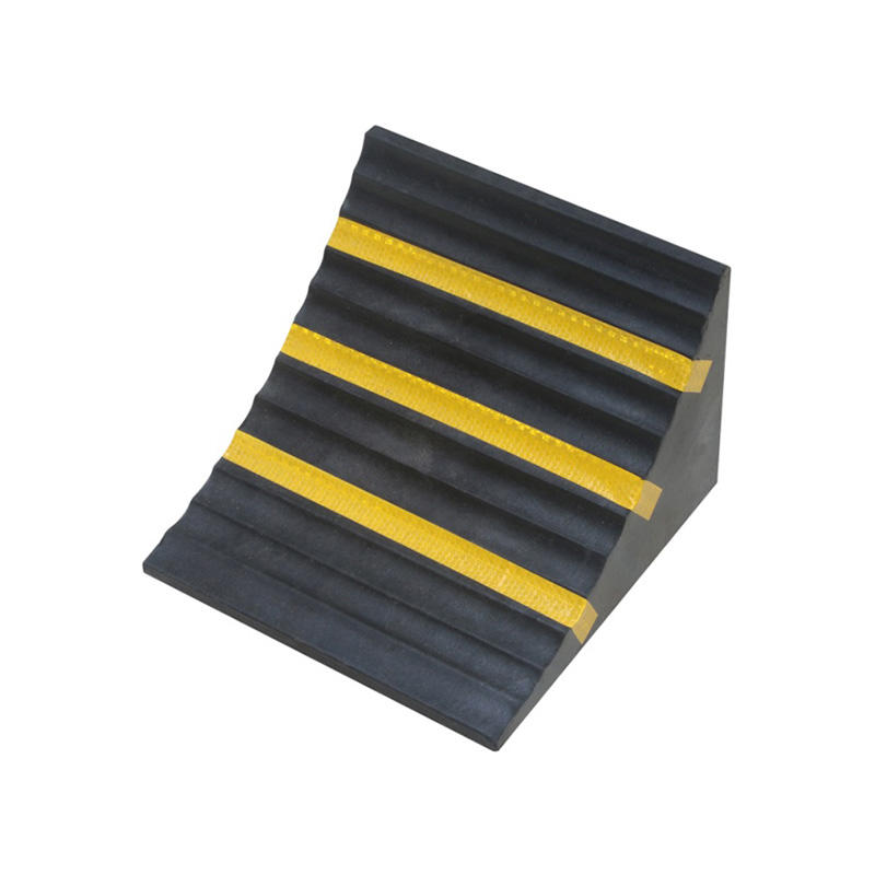 Rubber Wheel Chock with Eye Hook, Heavy-Duty, Non-Slip, Black and Yellow