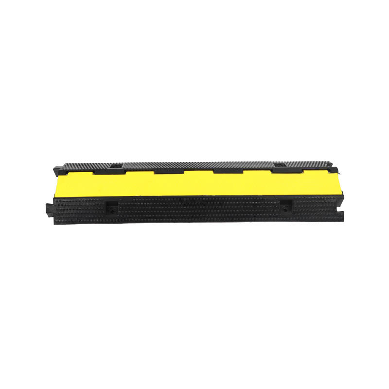 Heavy-Duty Modular Cable Protector Ramp, Cord Cover, Traffic Wire and Hose Protection, Yellow and Black
