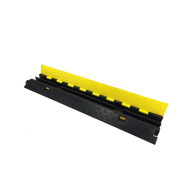 Heavy-Duty Modular Cable Protector Ramp, 2 Channel Cord Cover, Safety Yellow, Non-Slip Surface