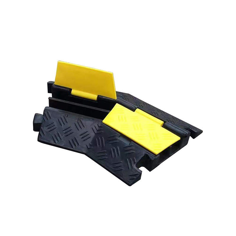 Heavy-Duty Modular Cable Protector Ramp, 2 Channel Cord Cover, Safety Yellow, Non-Slip Surface