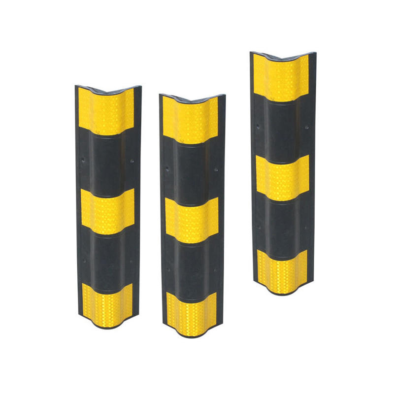 Black Yellow Parking Lot Shock Absorption Durable Rubber Corner Guard